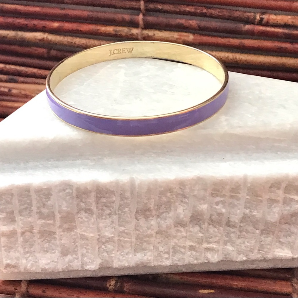 J Crew Bangle Bracelet Purple Enameled Gold Tone